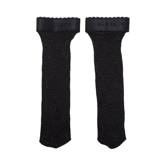 NEW GUCCI SOCKS Black GG PRINT LUREX LACE SIZE S - Picture 1 of 9